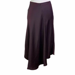 Calvin Klein Plum Satin Asymmetrical Midi Skirt